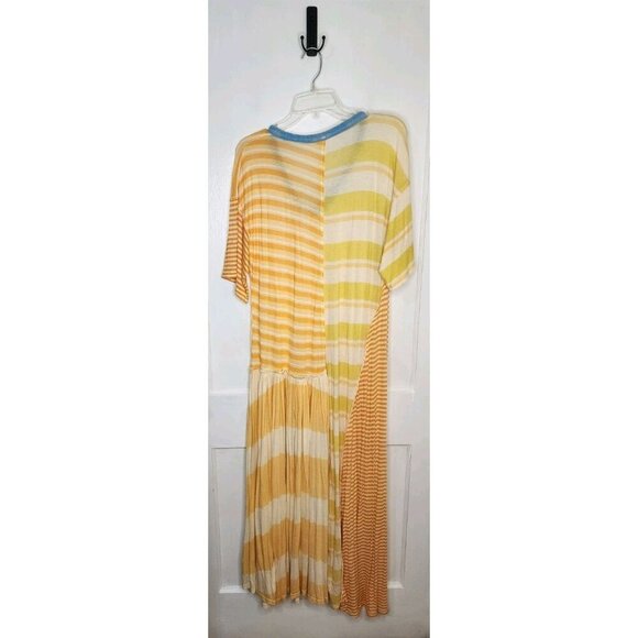 NWT Small Free People Shellyanne Striped Maxi Dress Tangerine Combo Oversized - Picture 2 of 6